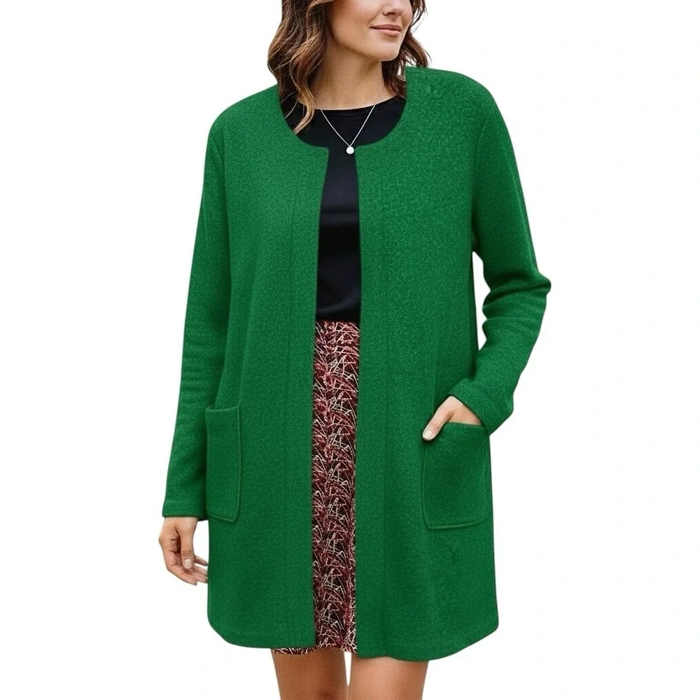 Max Studio Kelly green zipped long mid length overcoat L